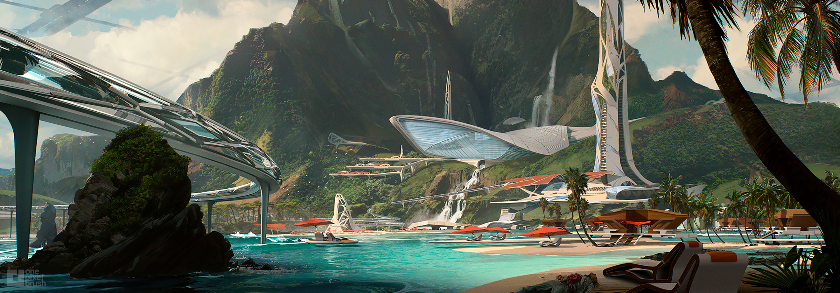 sci fi beach video game concept art environment